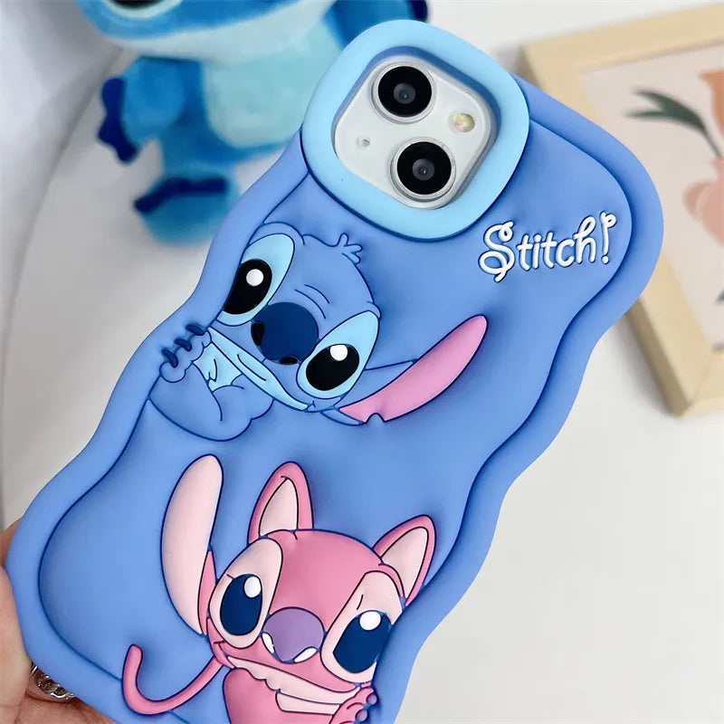 Stitch 3D Stereoscopic Phone Case - Soft Silicone Drop-Proof Cover for iPhone